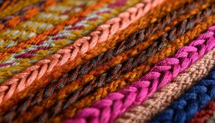 Fototapeta premium multi colored woven textile with braided cords