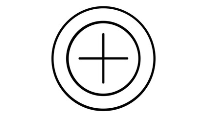 Obraz premium Plus Sign Vector Icon Illustration, Minimalist Black Line Art of an Addition Symbol Inside a Double Circular Frame, Scalable AI-Generated Graphic for Mathematics, Healthcare, and UI Design.