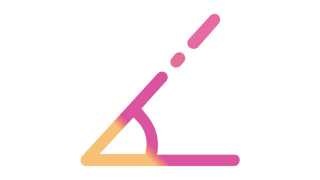 Vibrant gradient vector icon illustration of a geometric angle symbol, featuring a vertex with two rays and an arc, perfect for education, mathematics, science, and graphic design projects.