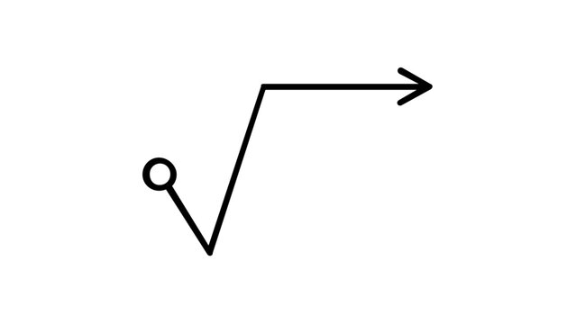Minimalist Square Root Symbol Vector Icon Illustration, Black Line Art Radical Sign with Circle and Arrow for Mathematics, Algebra, and Calculus, Scalable AI-Generated Graphic Design Element