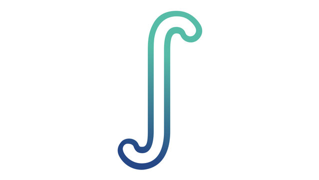 Teal and blue gradient integral symbol vector icon illustration. A minimalist, scalable flat design representing calculus, mathematics, and science for educational, web, and graphic projects.