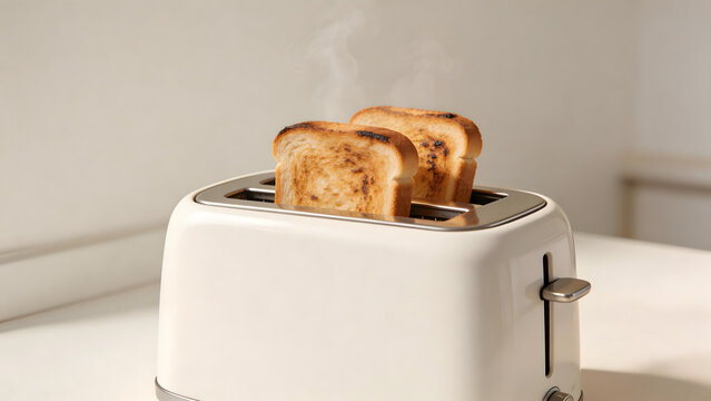 Toasted bread in a toaster