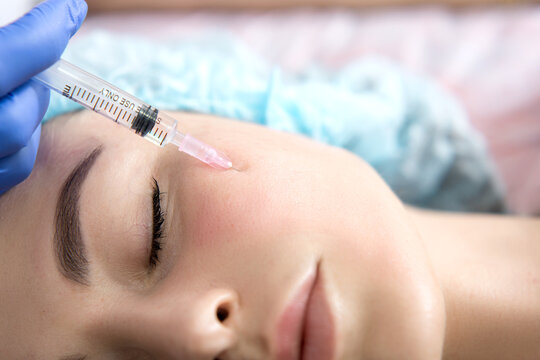 Mesotherapy. Facial rejuvenation and hydration treatment. Process of mesotherapy procedure in spa clinic. Facial Mesotherapy. Selective focus. Close-up