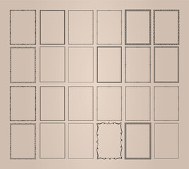 Fototapeta premium Mega collection of twenty four unique vintage border frames for portrait layout and design.