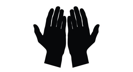 Obraz premium Two open hands facing forward a striking black form silhouette