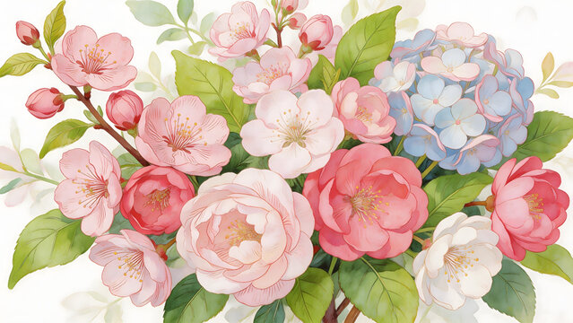 Colorful floral bouquet with blossoms