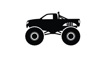 Black silhouette of a monster truck with large tires silhouette © Nazrul