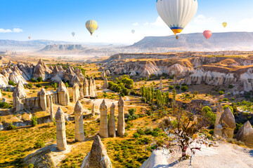 View of Love valley near Goreme village, Cappadocia, Turkey © Aleh Varanishcha