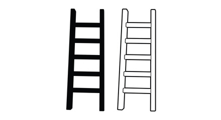 Two ladders one solid and one outlined in a simple illustration silhouette © Nazrul