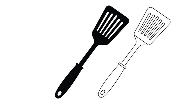 Two kitchen spatulas one solid and one outline a dark silhouette