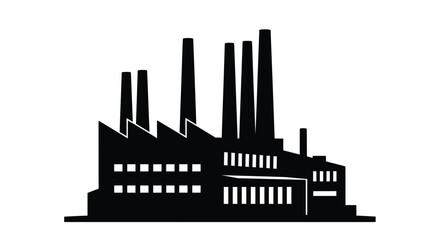 Obraz premium Industrial factory building with multiple smokestacks a striking silhouette