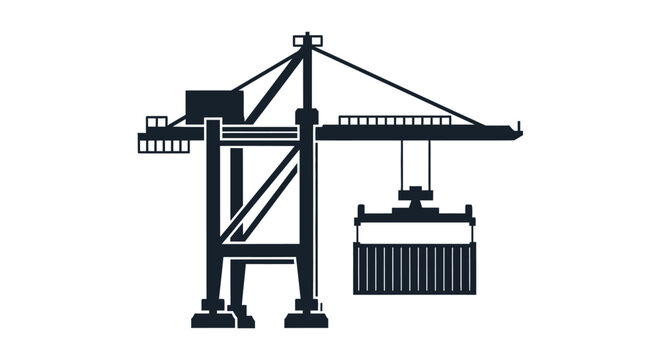 Industrial crane lifting heavy container.