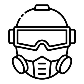 gas mask icon. full face respirator helmet. hazmat protection and survival. military and safety