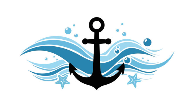 Black Anchor Symbol Nautical Icon.
