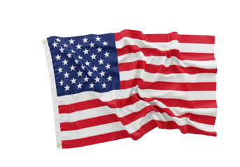 Obraz premium vibrant united states national flag, richly draped and textured, photographed from above against a transparent background with generous copy space. concept of national pride and civic identity