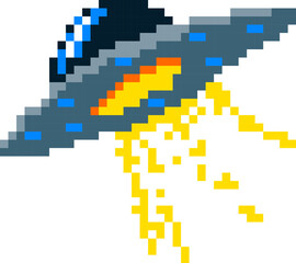 Fototapeta premium Ufo Abduction Pixel Art