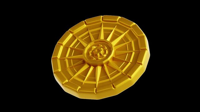 Golden Aztec Sun Calendar Symbol
