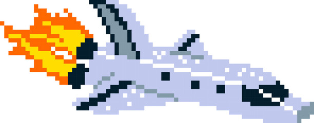 Fototapeta premium Airplane Engine On Fire Pixel Art