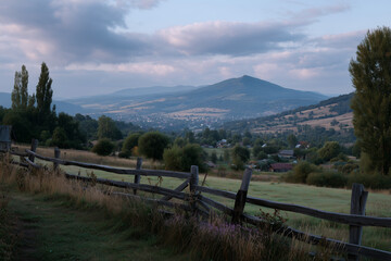 Fototapeta premium Serene Mountain Landscape at Dawn