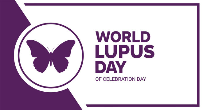 World lupus day awareness purple ribbon and butterfly symbol