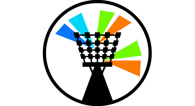 Colorful Frisbee Golf Target Basket.