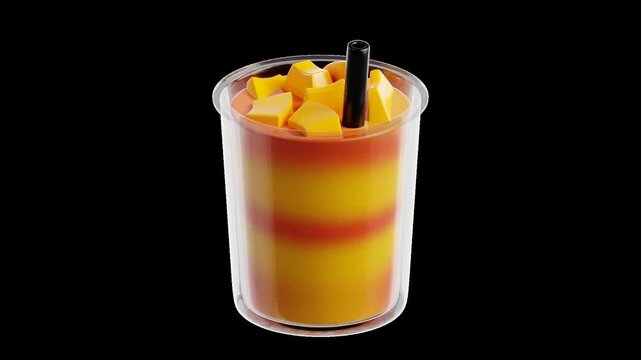 Mangonada Drink with Mango Cubes and Chamoy
