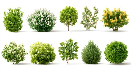 Fototapeta premium Diverse Collection of Bushes Showcased, Showcasing a Variety of Shapes and Textures