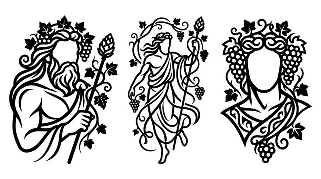 Elegant Black and White Greek God Vector Designs