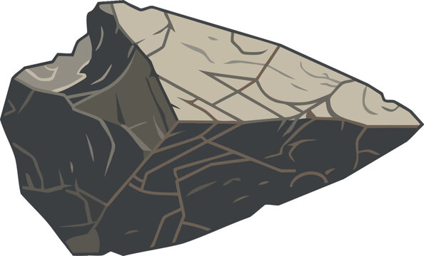 Flint Arrowhead Flat Vector with a Broken Tip Minimalist Close up Detail