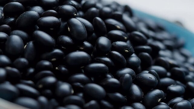 Closeup of black beans in a bowl