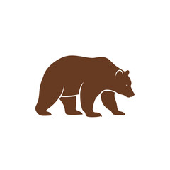 Fototapeta premium Simple brown bear silhouette icon walking peacefully, representing wild nature and animal strength in a minimalist vector graphic, ideal for various design projects