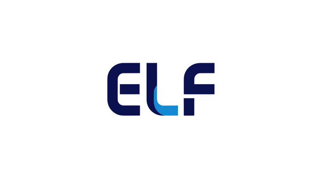 Modern ELF Logo Design, Blue and Dark Blue, Clean White Background