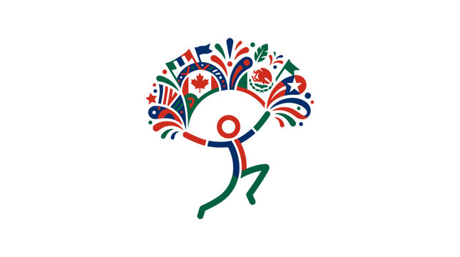 Abstract Figure Holding World Flags