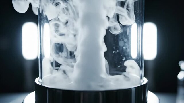 White Vapor and Smoke in Blue Clinical Laboratory