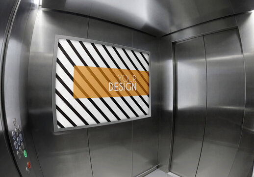 Poster Mockup Fisheye Effect Of An Elevator