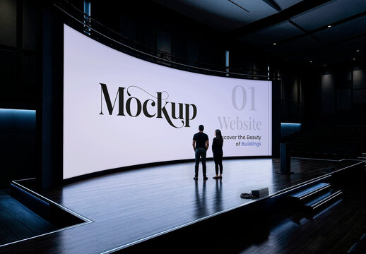 Presentation Screen Auditorium Stage Mockup Copia