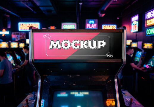Arcade Machine Marquee Mockup