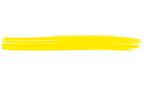 Vibrant yellow highlighter stroke on white background, neon marker pen line for text emphasis, hand drawn fluorescent ink brush mark