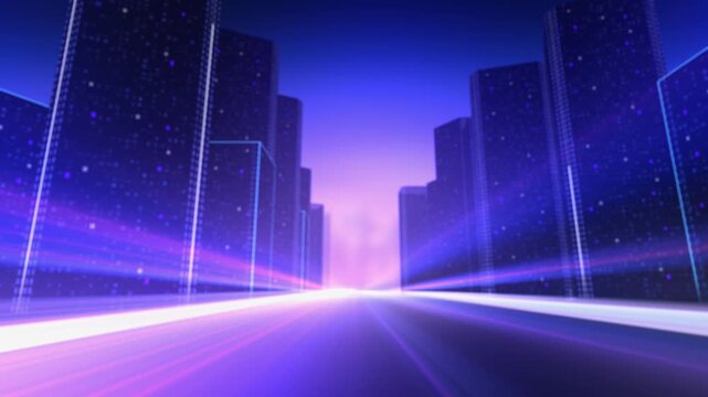 twilight speed light through the city loop motion background