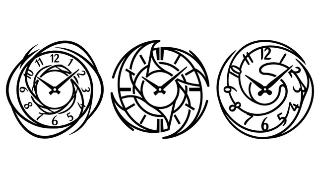 Abstract Clock Designs in Black and White