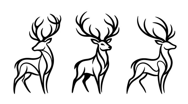 Elegant Vector Stag Line Art Designs