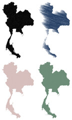 Fototapeta premium Thailand country map in four abstract pattern styles