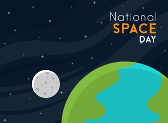 National Space Day. May. Flat design vector. Banner, card, background. © GojinGo