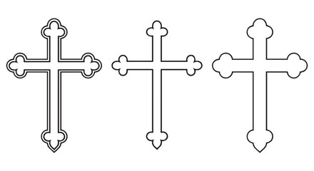 vector illustration of a set of church crosses on white