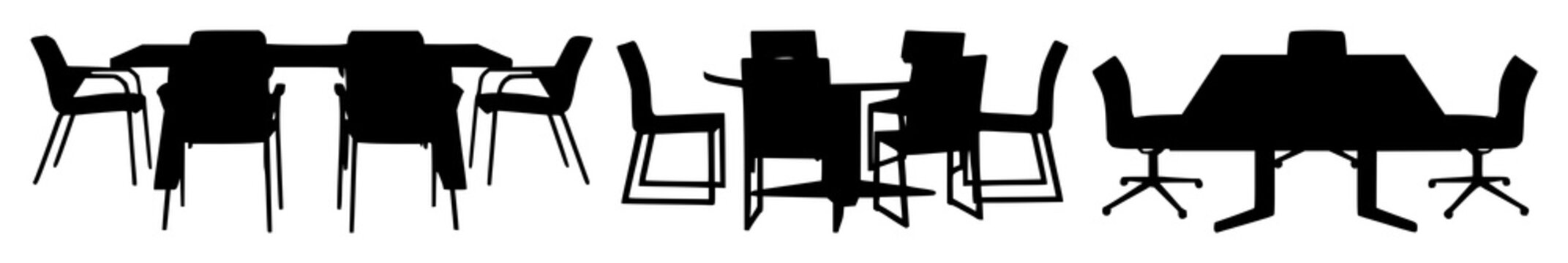 Meeting table set with office chairs featuring conference room furniture, business discussion workspace with professionalism and collaboration