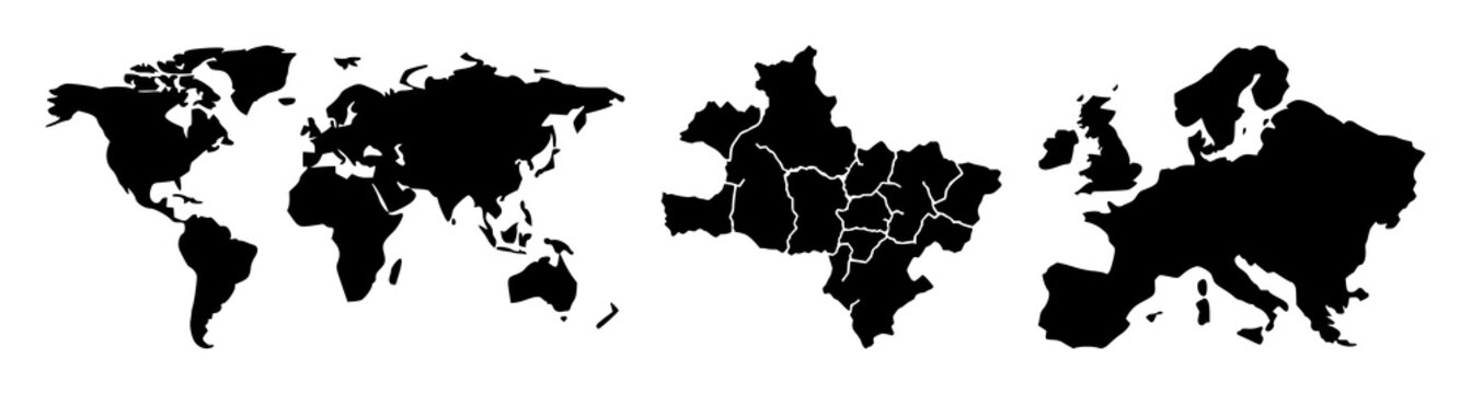 Business strategy map set with solid black icon on white background featuring business strategy, planning, goals with icons and graphics