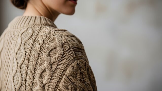 Detail of a knitted pattern on the back of a sweater.