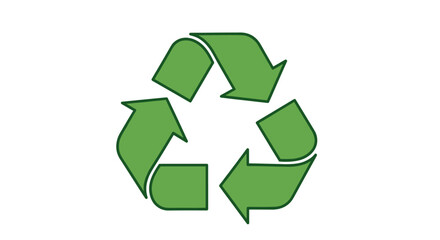 Obraz premium A green recycling symbol composed of three chasing arrows forming a Mobius strip, representing sustainability and environmental conservation.