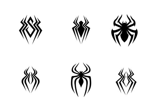 Stylized Black Spider Logos Collection for Graphic Design and Branding