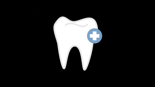 Animation clean blue tooth with medical plus sign